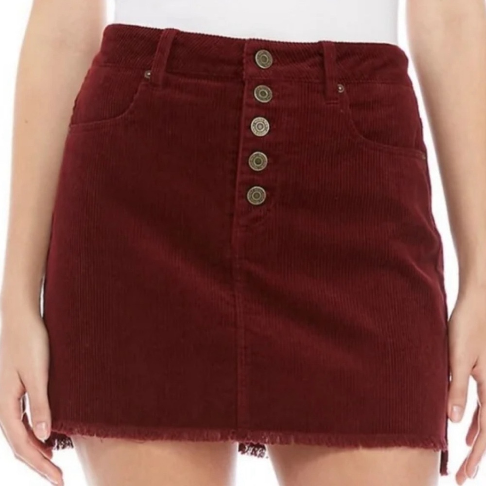 INDIGO REIN Burgundy Wine Colored Corduroy Mini Skirt Size 5